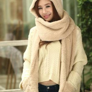 Premium Hooded stylish Winter Warmer for Girls -Women (Cream/Light Brown Color)